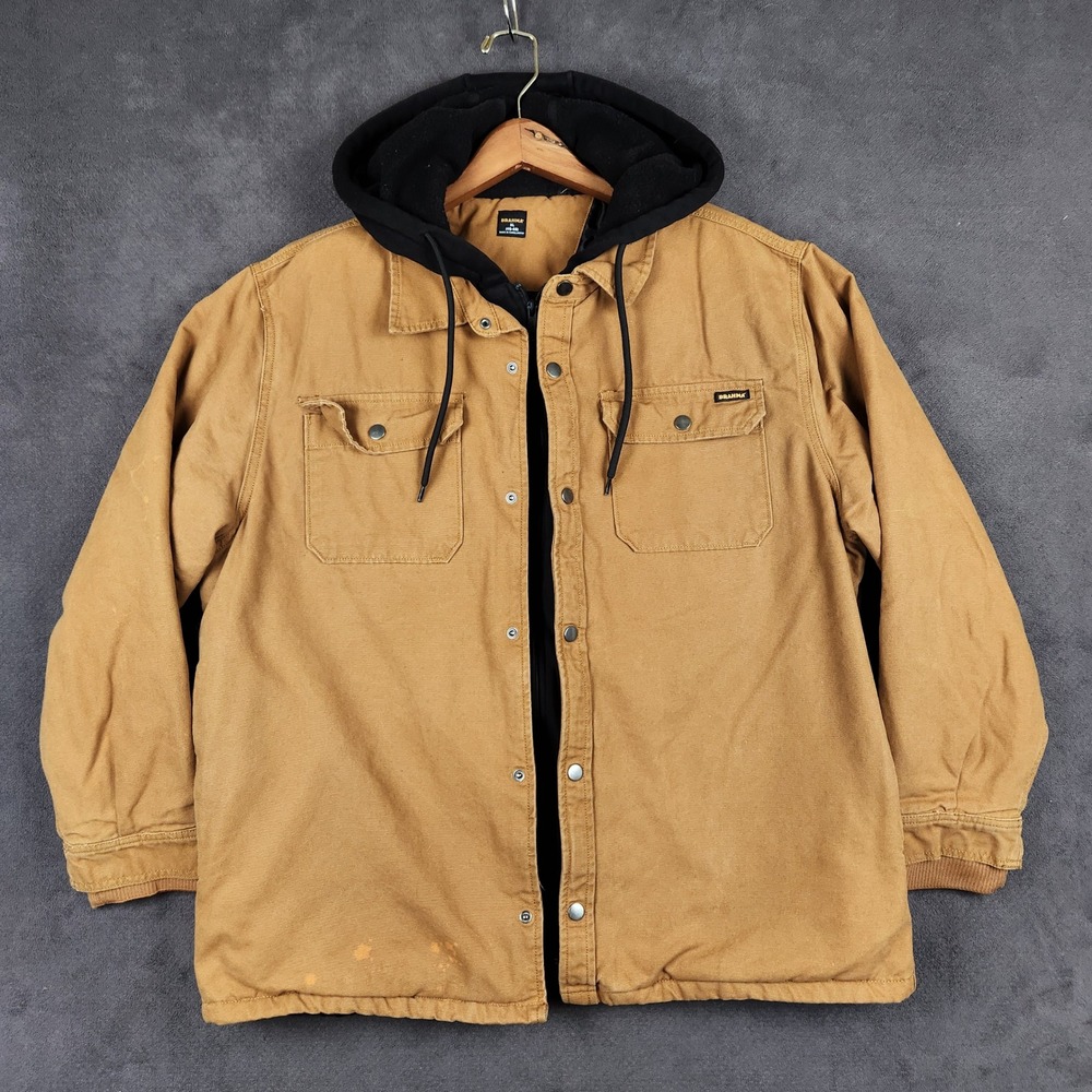 Brahma Hooded Canvas Jacket Mens XL Brown Quilted Lined Workwear Trailblazer